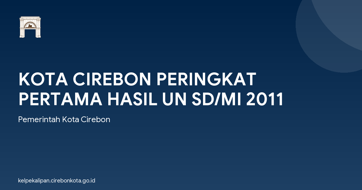 KOTA CIREBON PERINGKAT PERTAMA HASIL UN SD/MI 2011