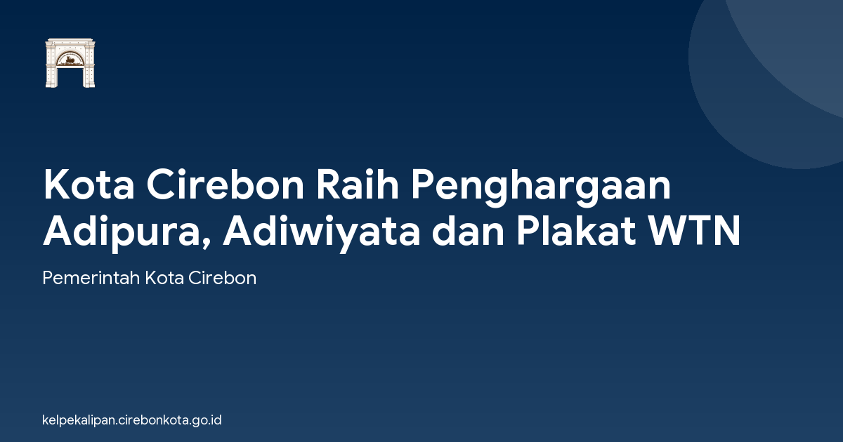 Kota Cirebon Raih Penghargaan Adipura, Adiwiyata dan Plakat WTN