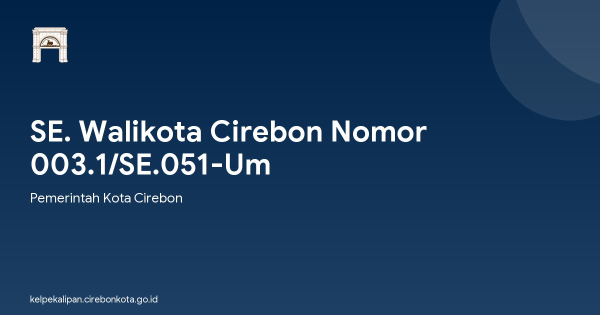 SE. Walikota Cirebon Nomor 003.1/SE.051-Um